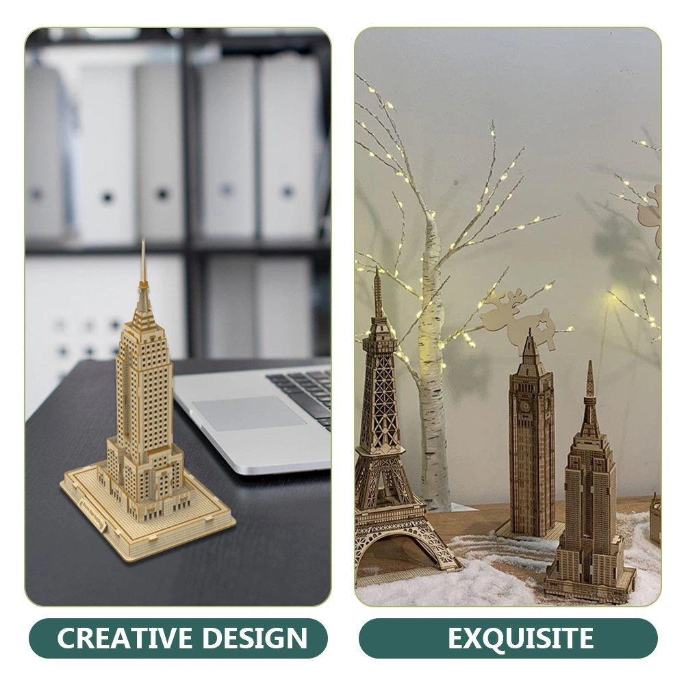 1 Set Children 3D Wooden Puzzle Educational 3D Wooden Empires State Building Puzzle