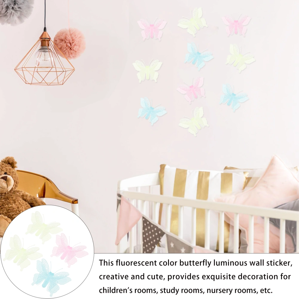 16 Pcs Glowing Butterflies Stickers Fluorescent Butterflies Decals Wall Sticker