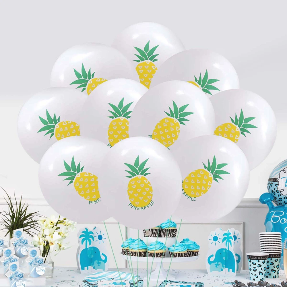 30pcs 12 Inch Pineapple Printing Latex Balloons Party Balloons Inflatables Balloons Decoration for Hawaiian Theme Party Decoration without Ribbon