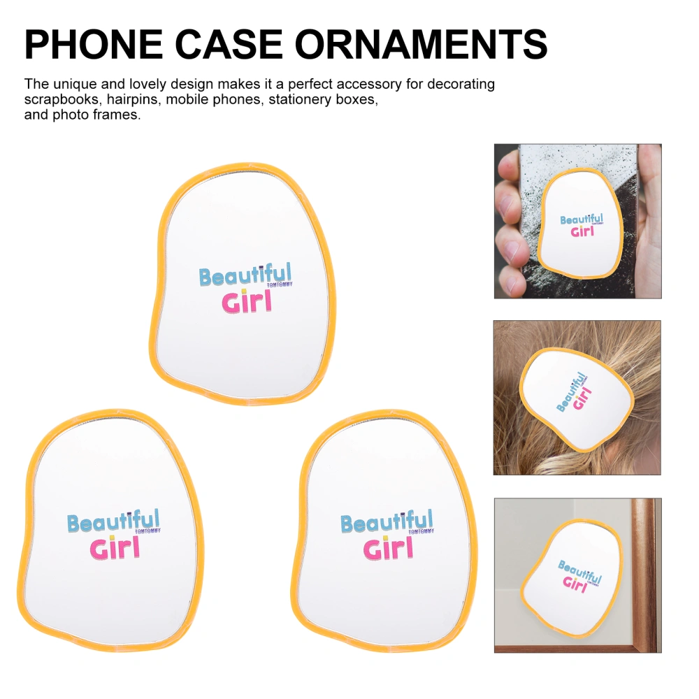 3pcs Phone Case Accessories Phone Case Golden Frame Mirror Ornaments Phone Case Decor