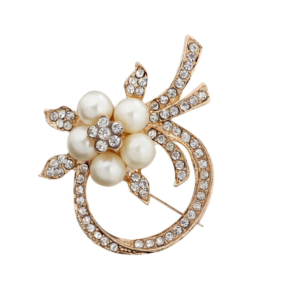 Fashion Elegant Crystal Cloth Brooch Cultured Pearl Breastpin Banquet Brooch Pin for Women