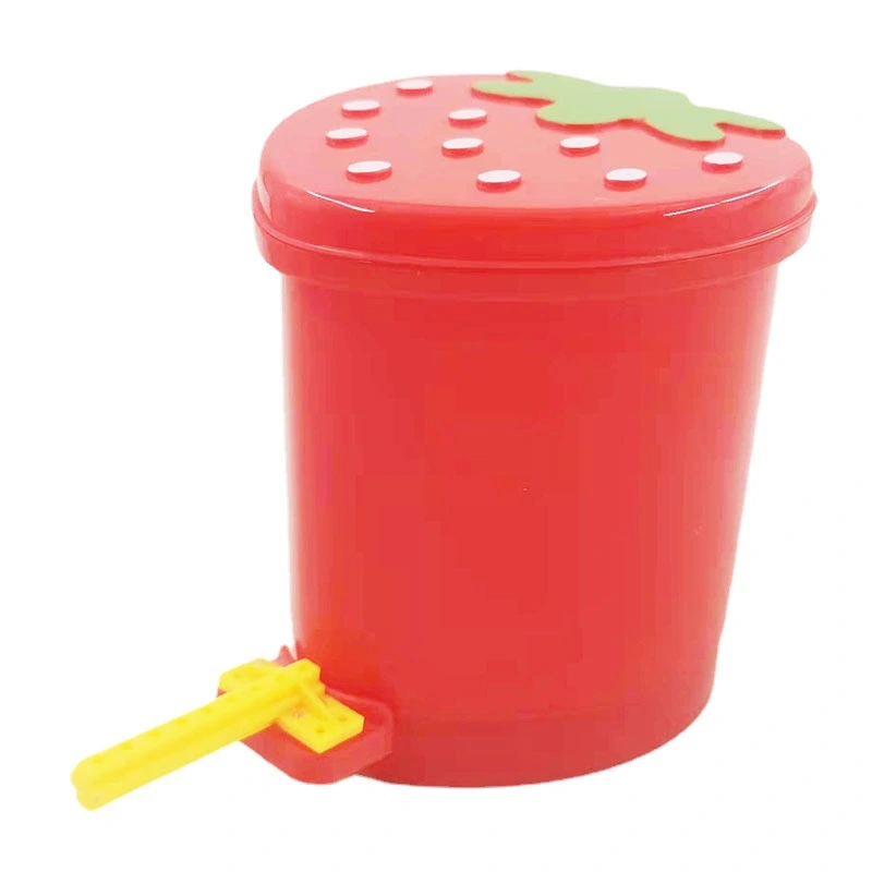 Cartoon Strawberry Trash Can Mini Trash Can  Plastic Cute Desktop Trash Can Room Decor