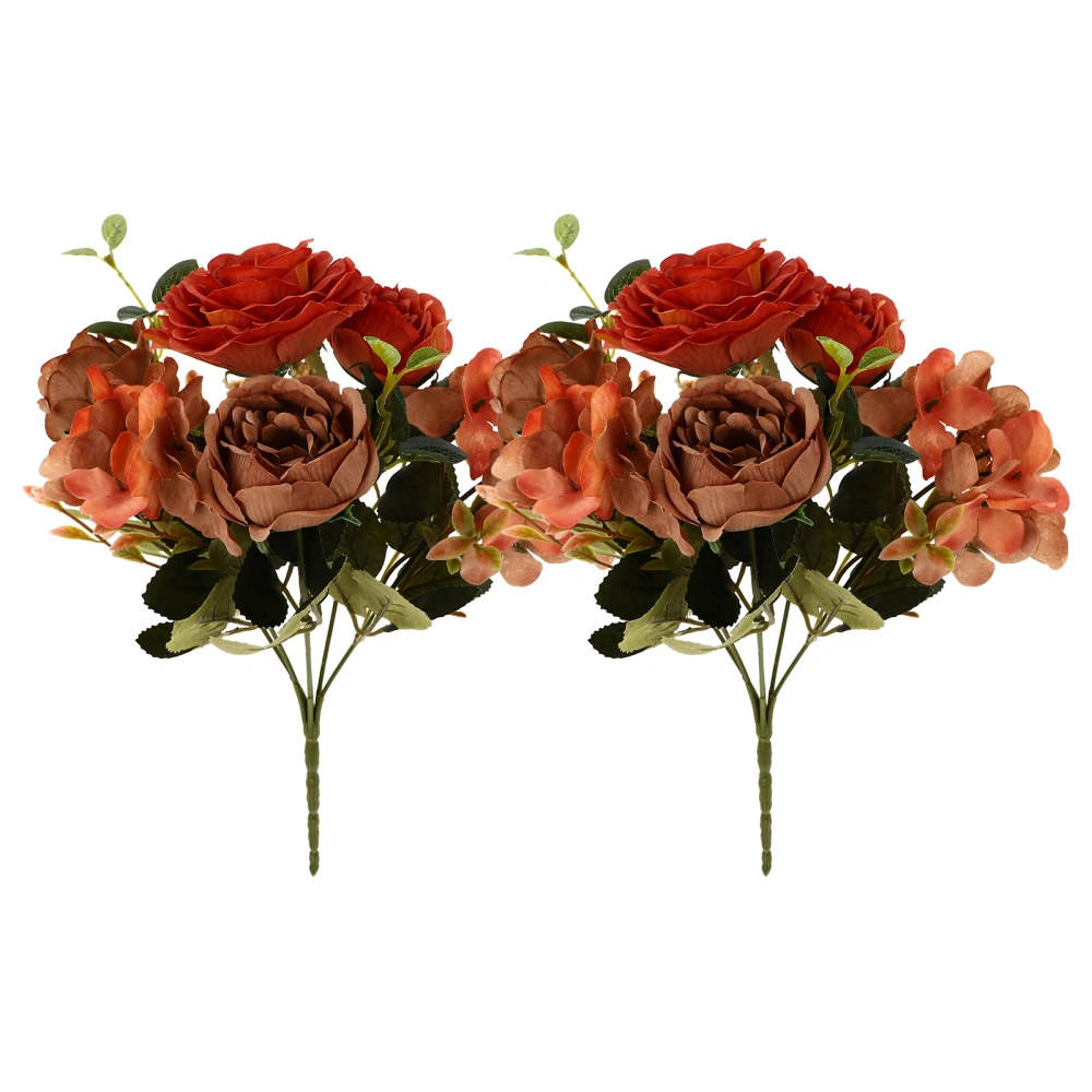 2Pcs Simulated Peony Ornament Wedding Flower Adornment DIY Flower Bouquet Prop