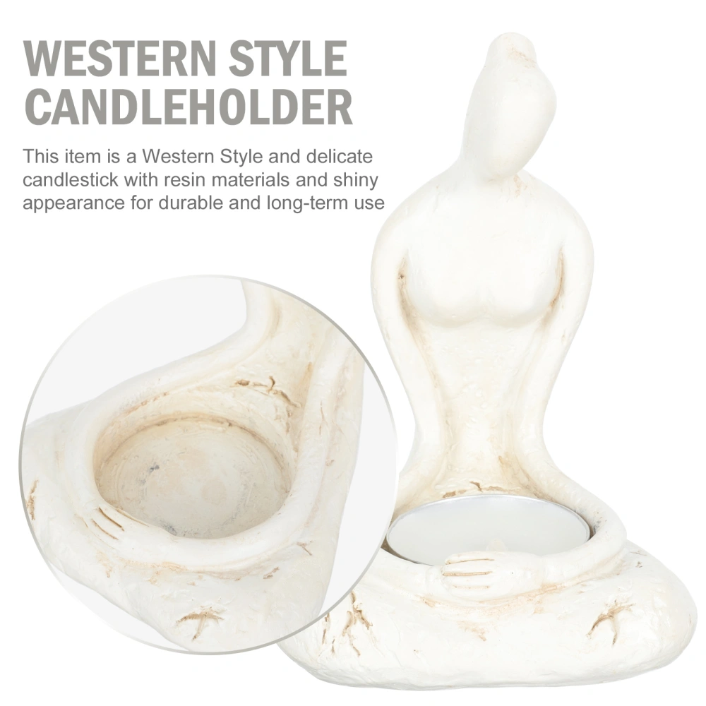 1pc Western Yoga Women Candleholder Chic Candlestick Adorn Resin Adorn