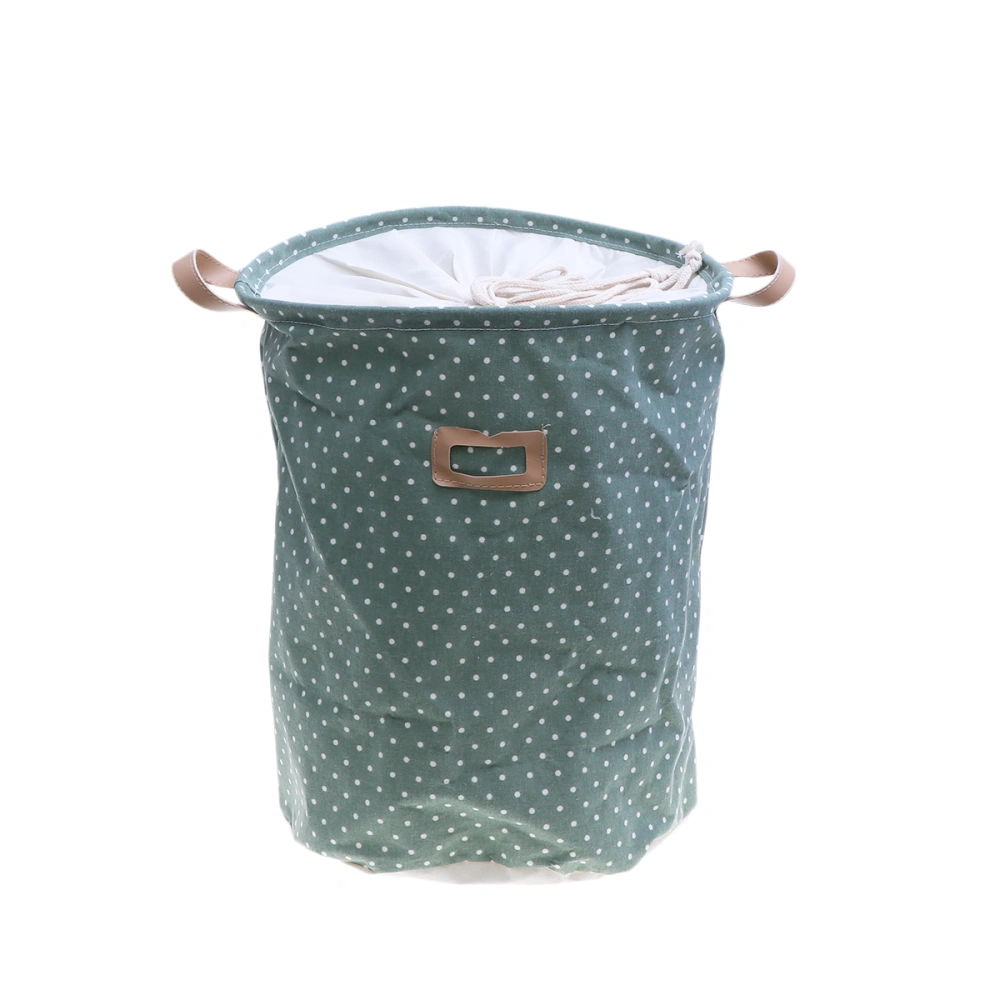 Fabrics Laundry Basket Large Polka Dot Storage Bag Collapsible Organizer Household Supplies (Green)