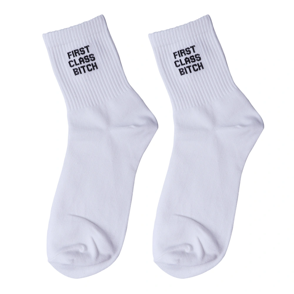 1 Pair of Unisex Letter Cotton Socks Casual Ribbed Knit Ankle High Crew Socks (Type 4)