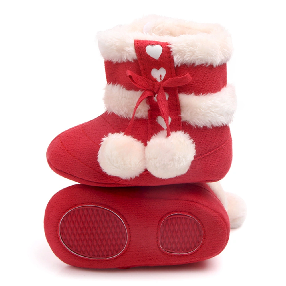 1 Pair Winter Bowknot Baby Christmas Boots Toddlers Warm Cotton Prewalker