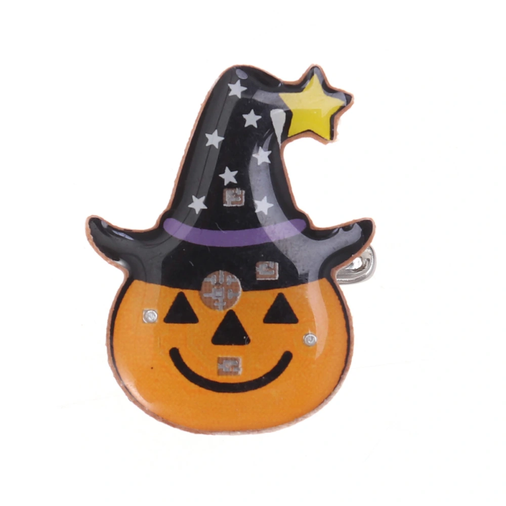 Halloween Brooch Pin Luminous Glowing Badge Clip Party Favors Decorations (Pumpkin in Hat)