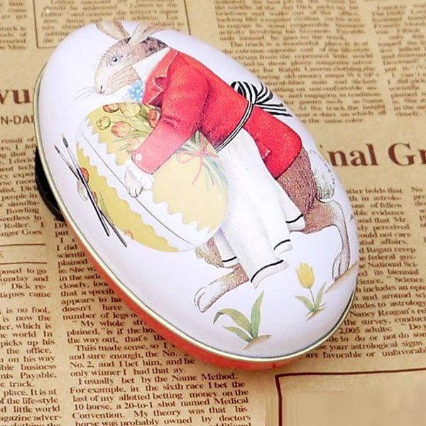 European Style Pattern Decor Hollow Easter Egg Tin Candy Box - 8 pcs/set (Random Style)