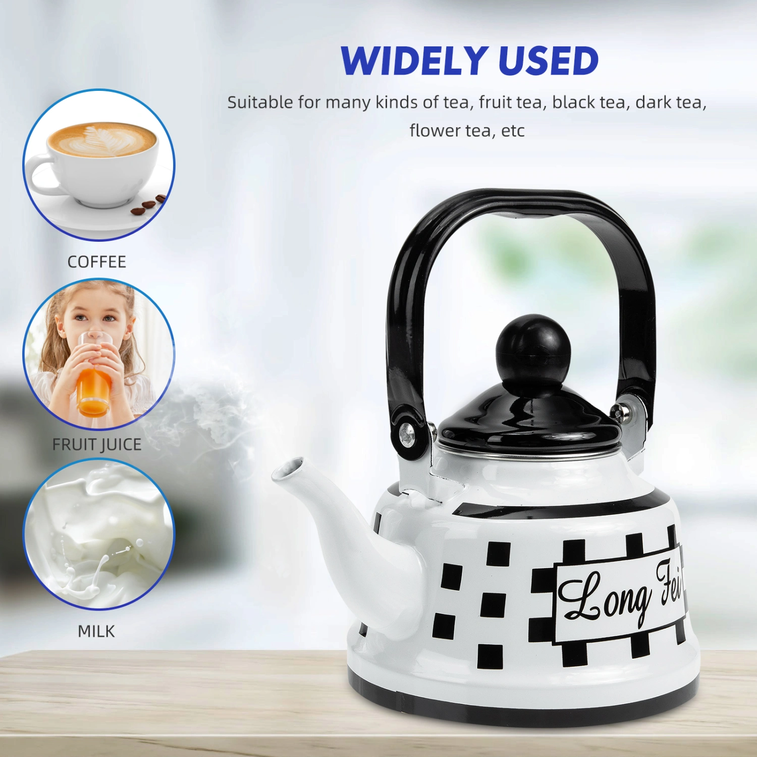 Enamel Steel Coffee Pot Thickened Coffee  Pot Heating Water Kettle Household Water Kettle
