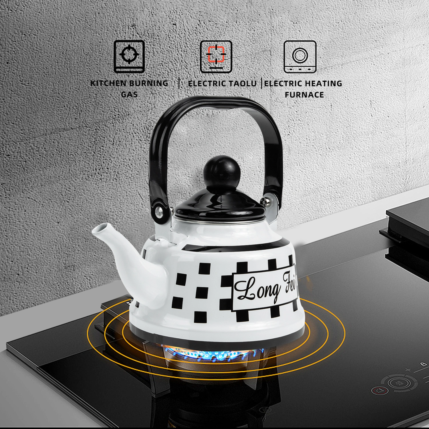 Enamel Steel Coffee Pot Thickened Coffee  Pot Heating Water Kettle Household Water Kettle