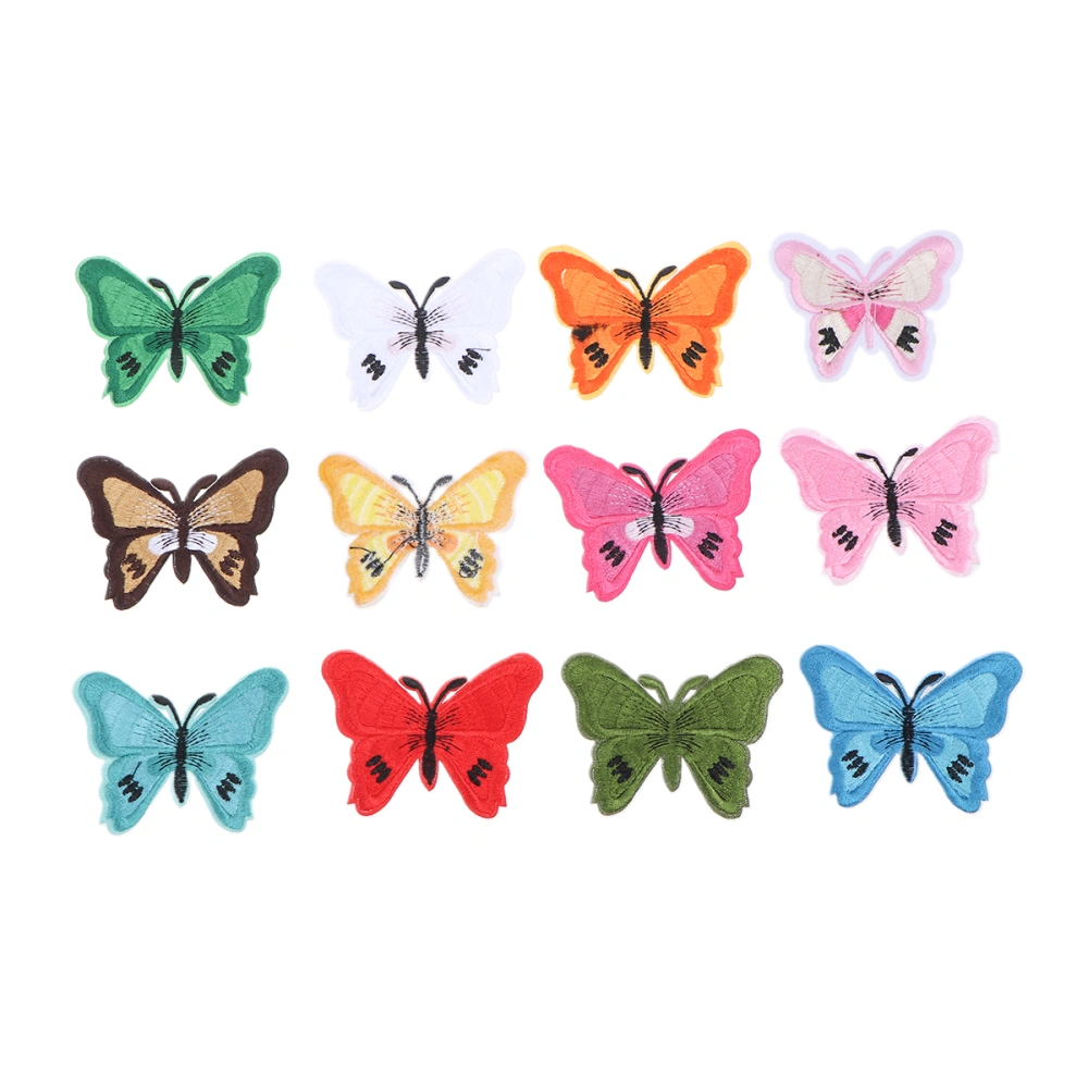 12 Pcs 12 Colors Butterflies Appliques Stickers Cartoon Colorful Embroidery Patches DIY Decoration for Clothes Dress Hat Jeans Repairing