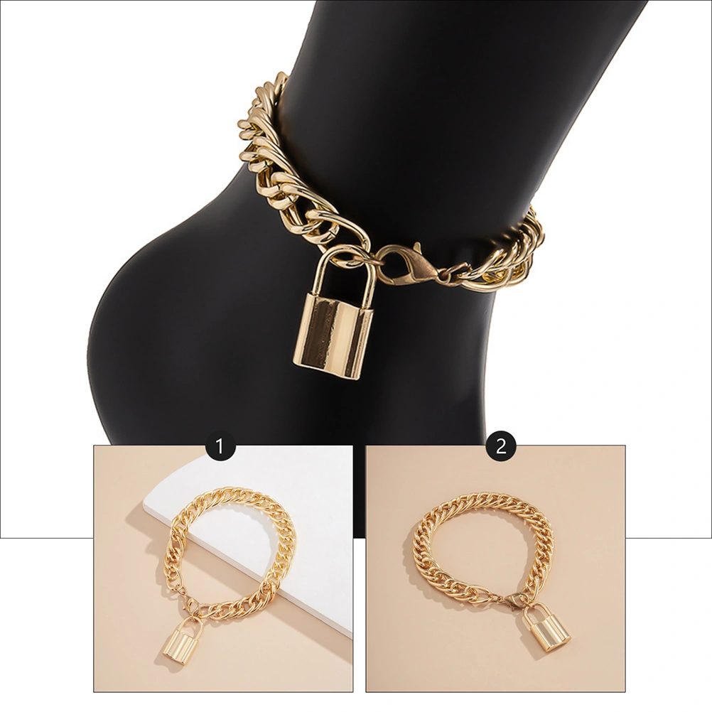 1Pc Fashion Hollow Metal Foot Chain Vintage Lock Pendant Ankle Chain Decor