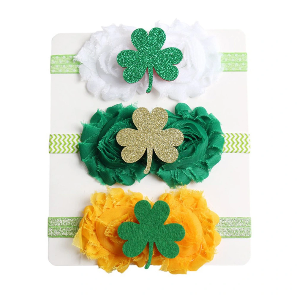 3PCS Adorable Baby Headband Creative Clover Flower Headband Cloth Clover Hair Accessories for Kids Infant Wearing Style 1