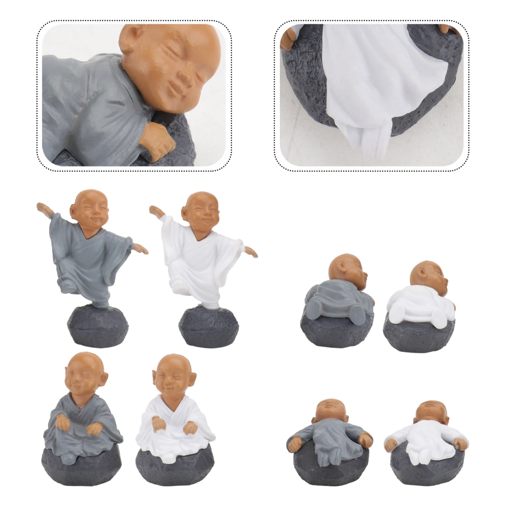 8Pcs Resin Crafts Little Monk Ornaments Landscaping Decorations (Random Style)