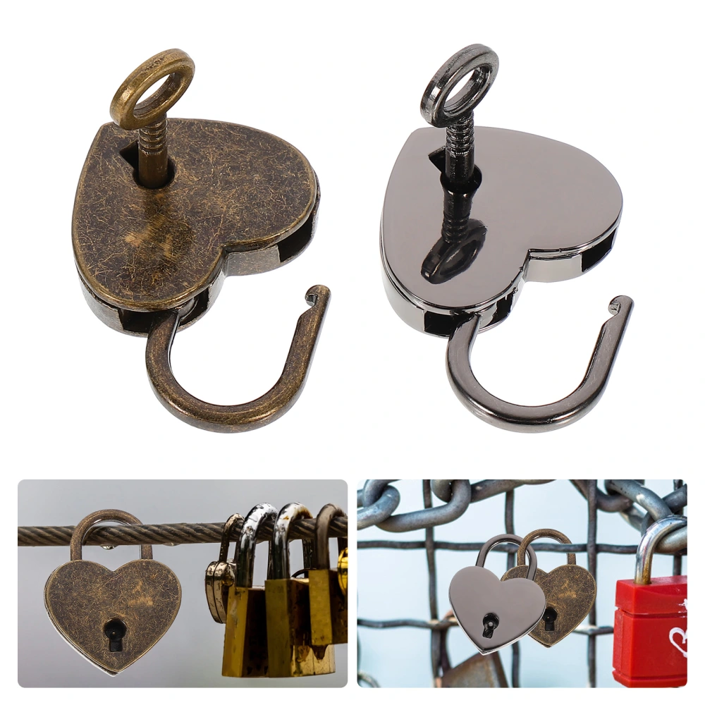 2pcs Heart-shaped Wishing Lock Wishing Couple Lock Hanging Luggage Lock