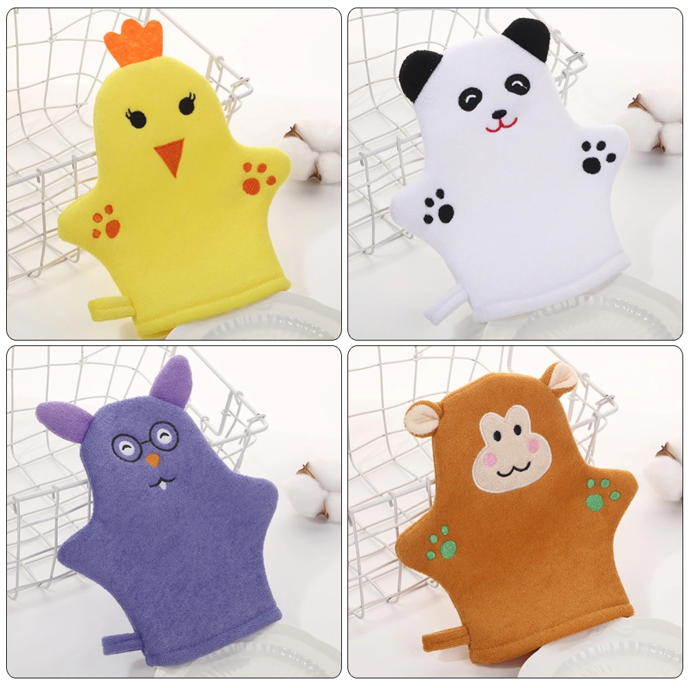 4Pcs Kids Bath Mitts Body Scrub Gloves Exfoliating Gloves SPA Gloves Bathing Foaming Gloves