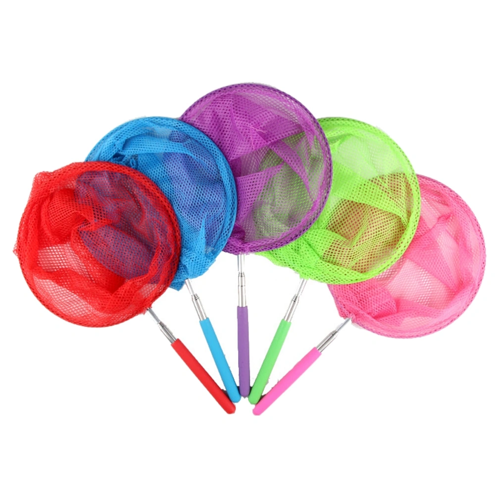 5 Pieces Colored Telescopic Net Insect Net Extendable Catching Bugs Insect Fishing Net Outdoor Garden Toy for Kids Playing (Fluorescent Green, Red, Purple, Light Blue and Pink)