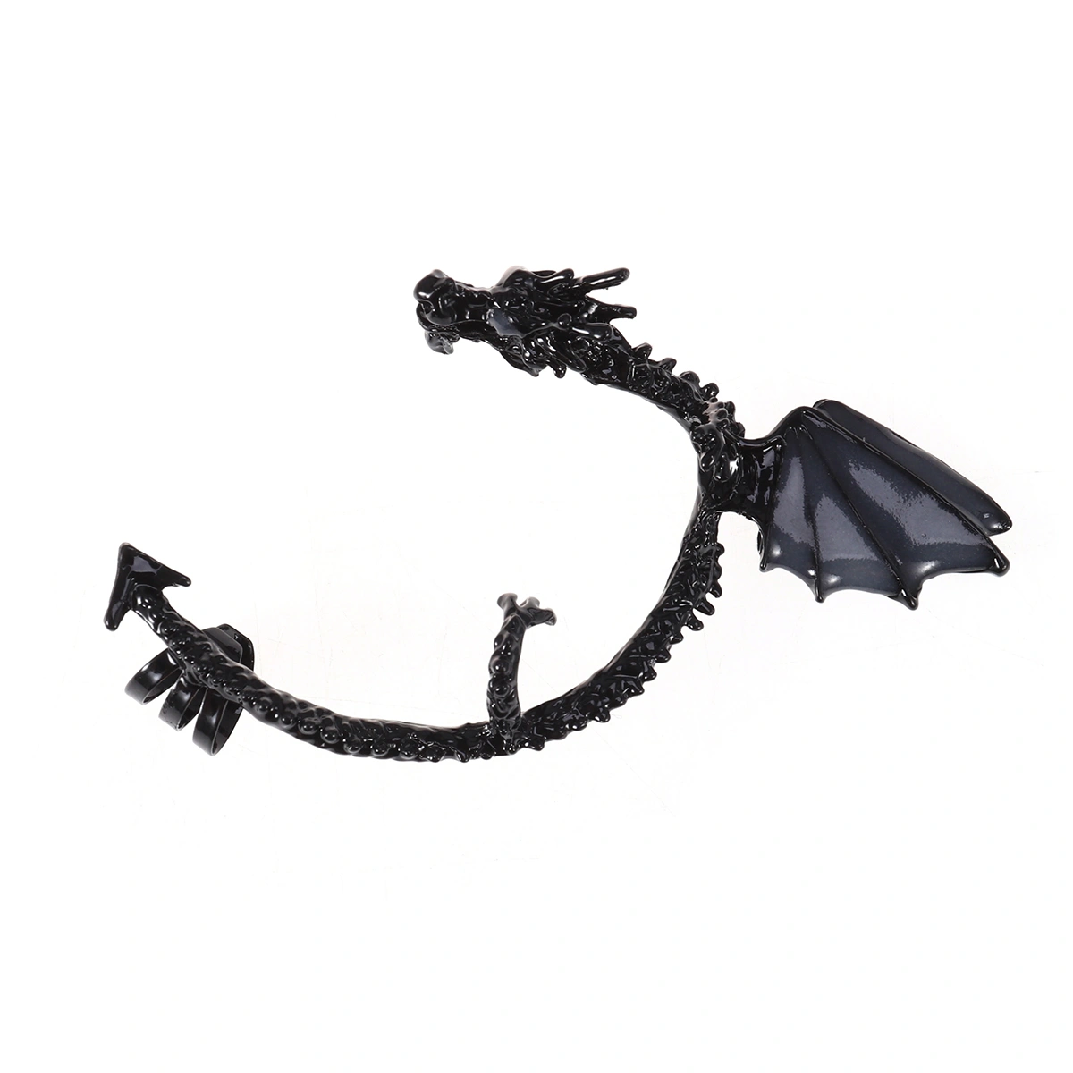 Classic Dragon Earrings Non- Pierced Clip On Earrings Fake Ear Cartilage Cuff Ear Ring Ear Wrap Earring Gothic Jewelry (Black and Blue)
