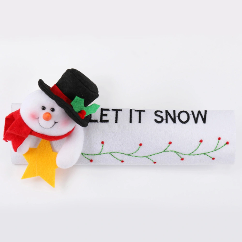 2pcs Christmas Refrigerator Handle Covers Embroidered Refrigerator Sleeve (Snowman+ Elk)