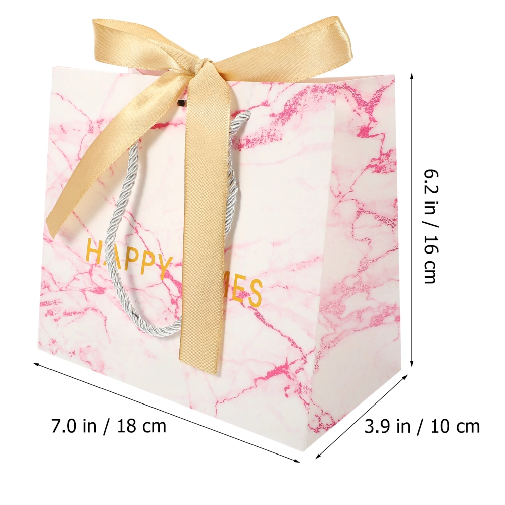 10Pcs Marble Pattern Gift Bags Wedding Sugar Holders Welcome Guests Bags with Golden Bows