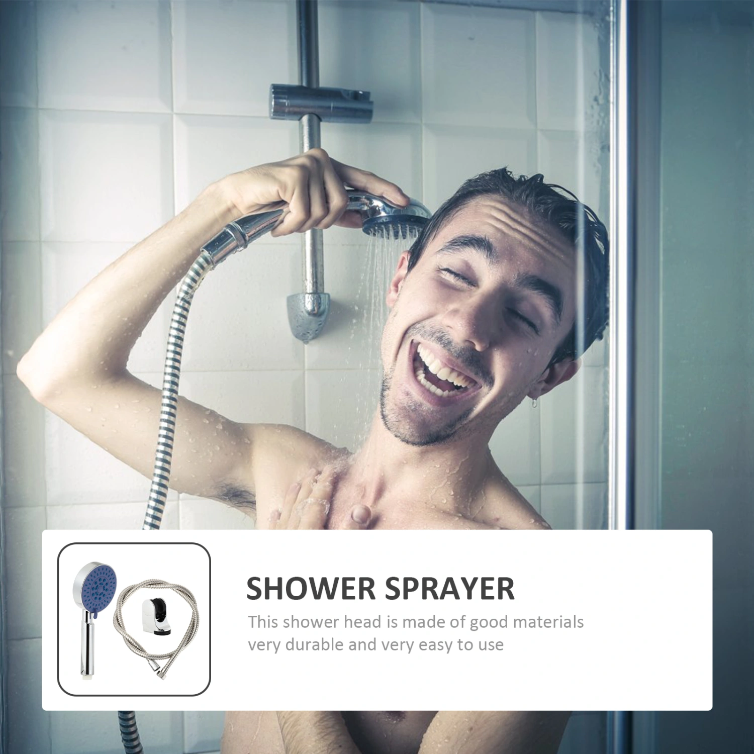 1 Set Bathroom Shower Head Rainfall Shower Head Heat-resistant Shower Head