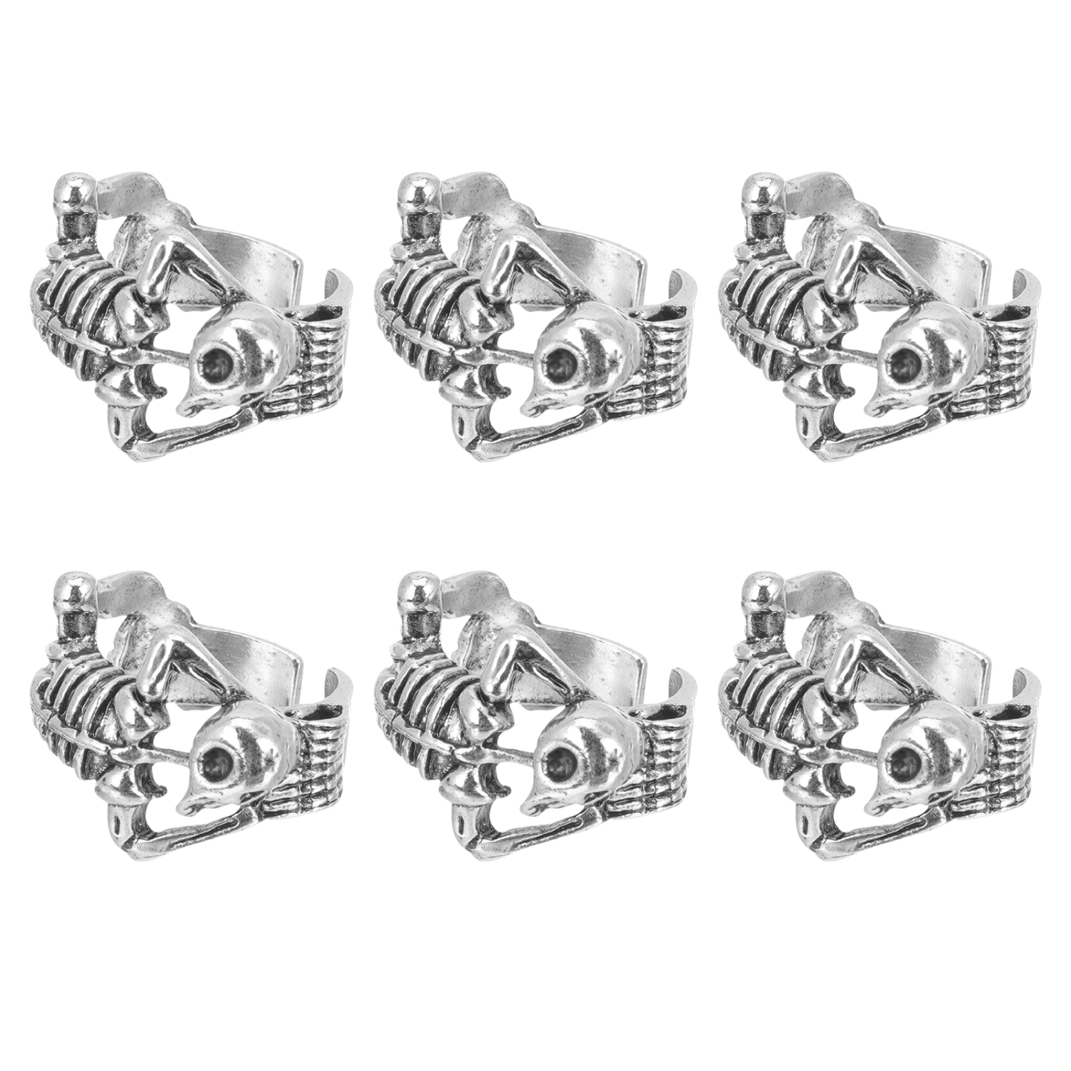 6pcs Vintage Skull Rings Women Men Goth Skeleton Ring Halloween Jewelry