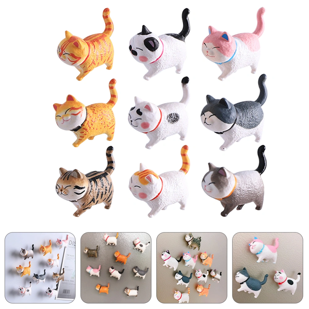 9pcs 3D Lovely Cat Shape Magnetic Fridge Stickers Animal Shaped Fridge Magnet