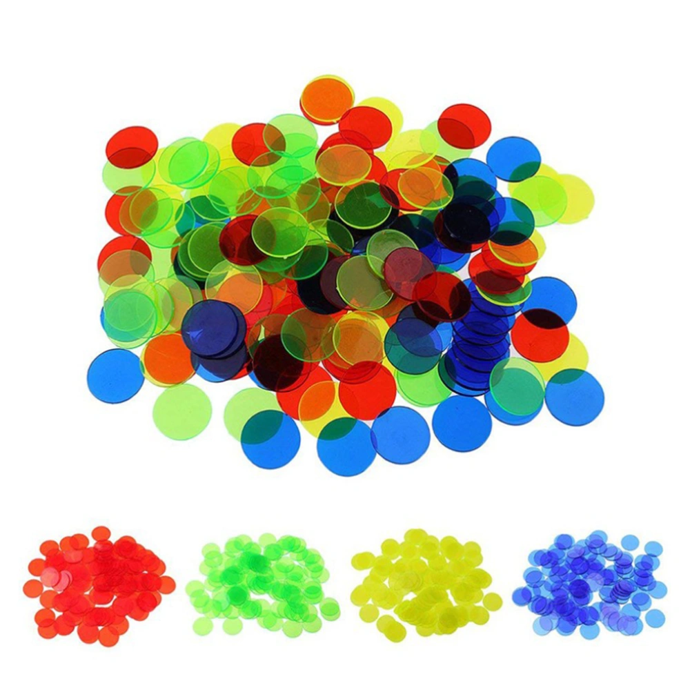 100pcs Colorful Transparent Bingo Game Accessories Counters Counting Bingo Chips Plastic Bingo Supplies Count Bingo Chips Mixed Color