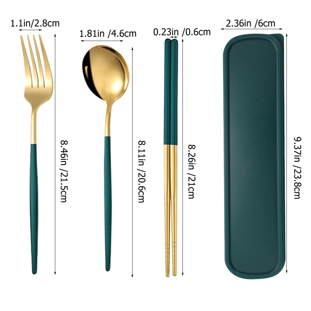 1 Set Portable Tableware Spoon Chopstick Fork Picnic Tableware Stainless Steel Tableware