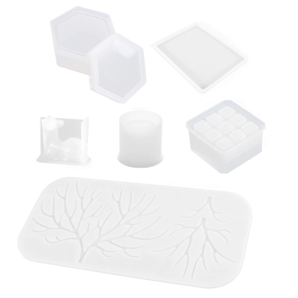 6pcs DIY Drop-shaped Storage Box Silicone Molds Desktop Ornament Casting Mold