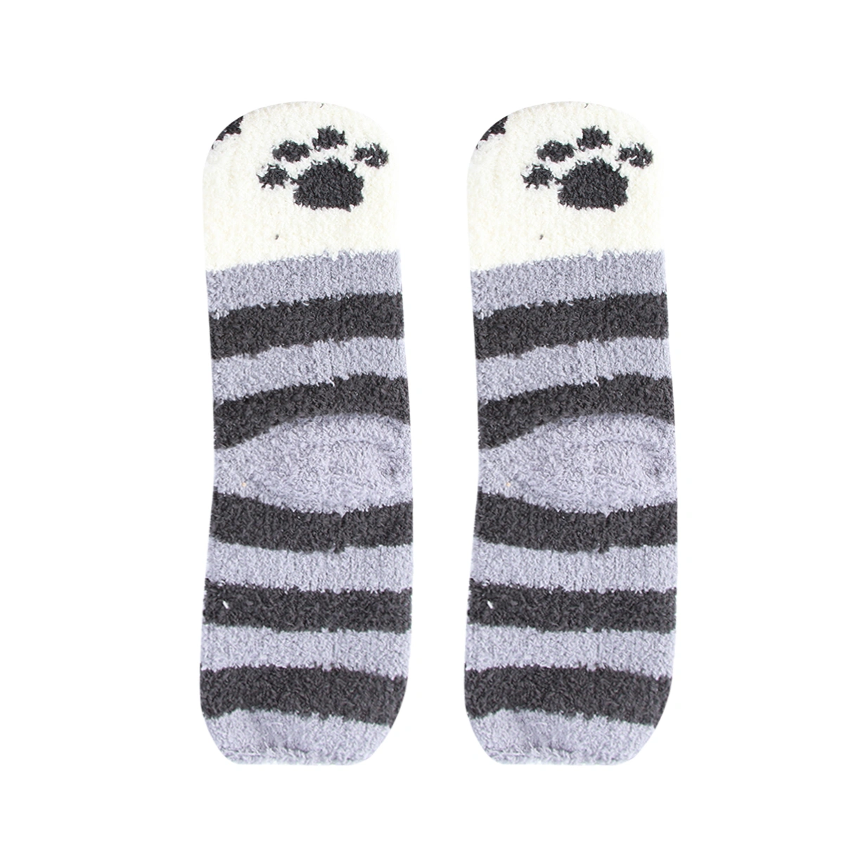 2 Pair Thicken Coral Fleece Middle Tube Cat's Claws Pattern Socks Warm Floor Socks Fluffy Sleep Bed Socks (Random)