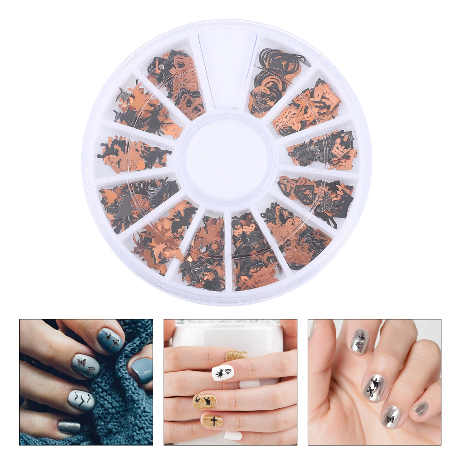 3 Boxes Halloween Nail Art Glitter Sequins Iron Flakes Manicure DIY Decoration