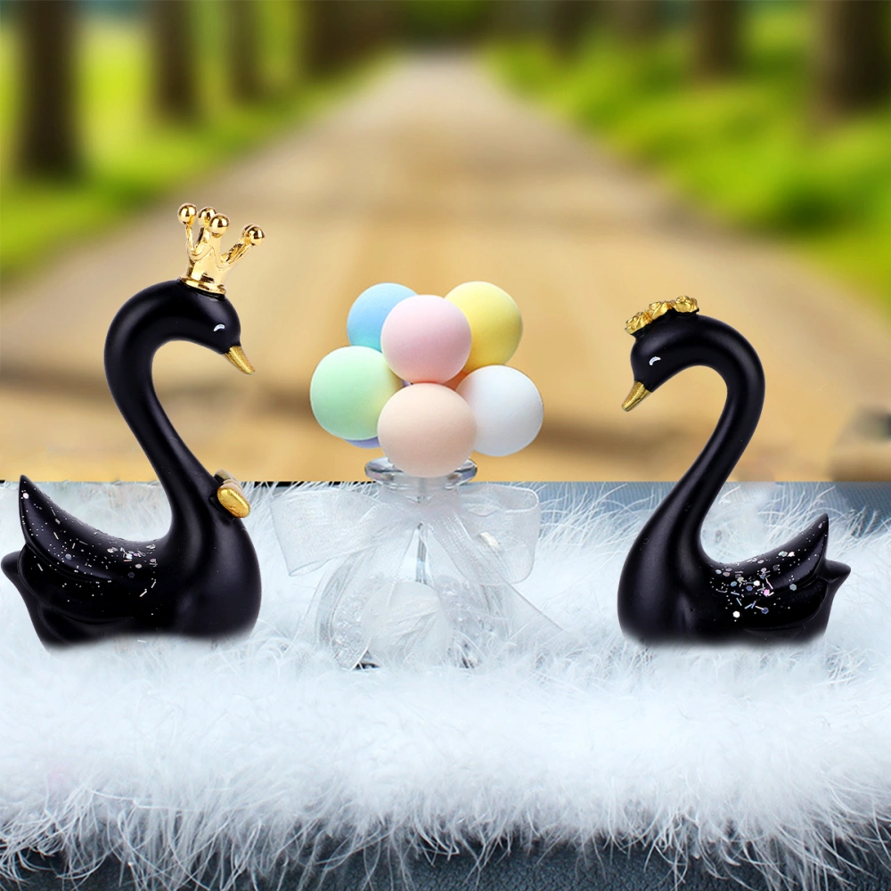 1 Set 2Pcs Crown Swan Cake Decorations Practical Car Decorations Car Supplies