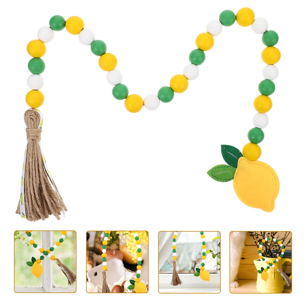 Wooden Bead String Decor Tassel Wooden Bead Wall Hanging Ornament for Home