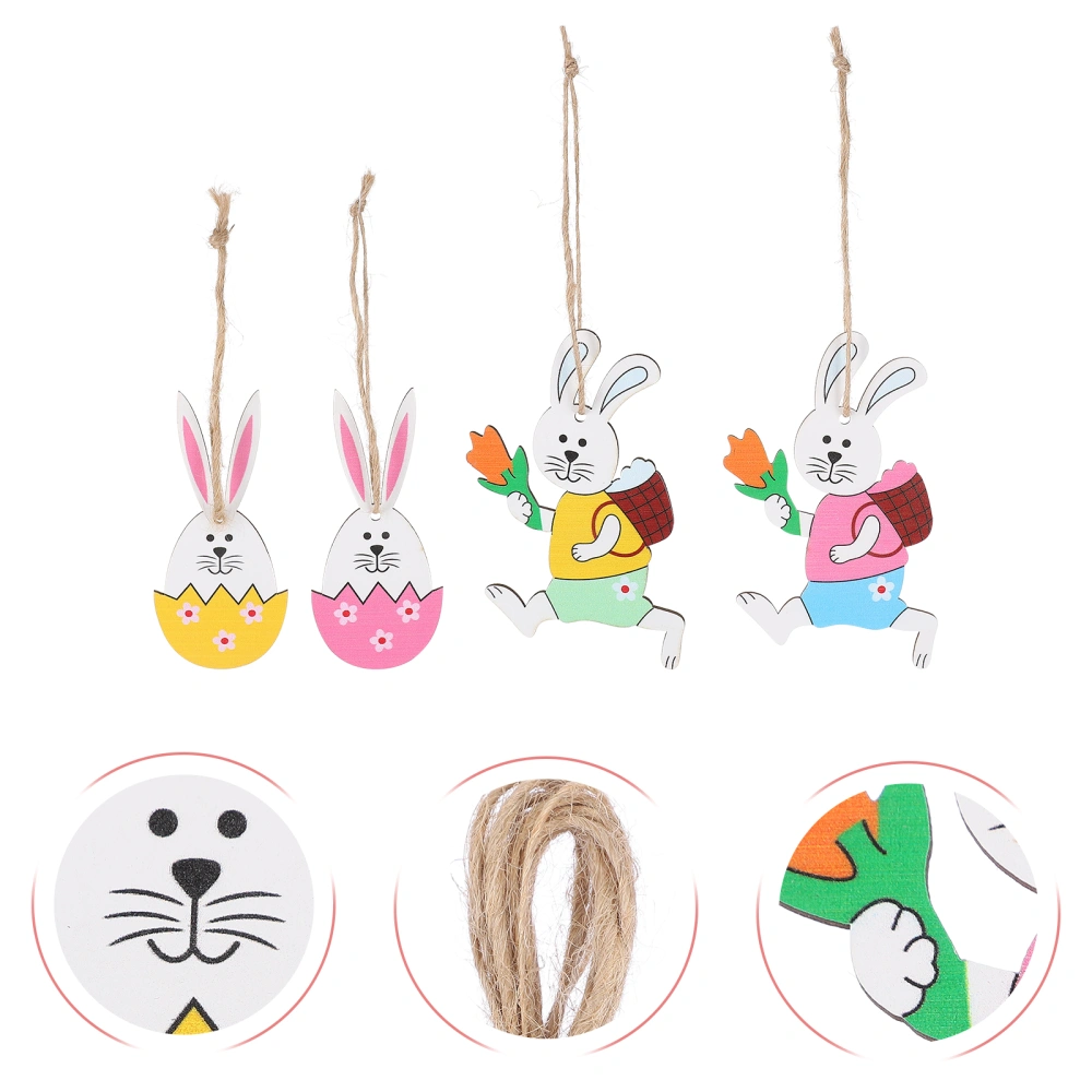 1 Set of Easter Decoration Easter Home Decoration Pendant Rabbit Wood Pendant