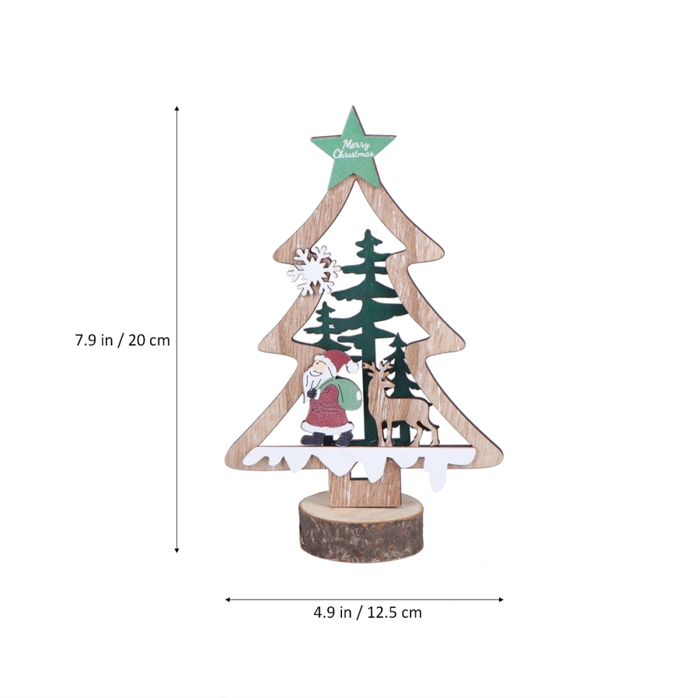 Christmas Pendant Green Star Xmas Tree Shape Ornament Wooden Crafts Christmas Party Desktop Adornment