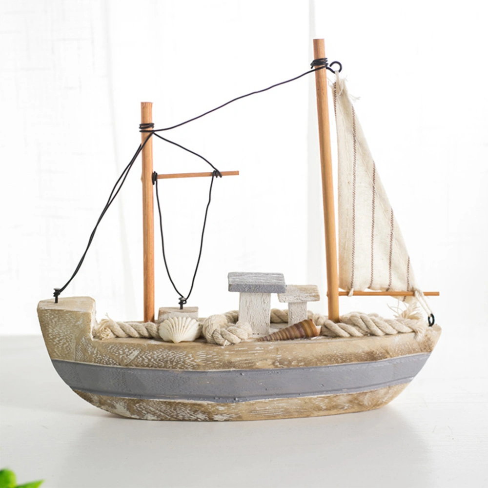 1Pc Retro Sailboat Ornament Unique Mediterranean Style Household Decoration Fishing Boat Desktop Adornment