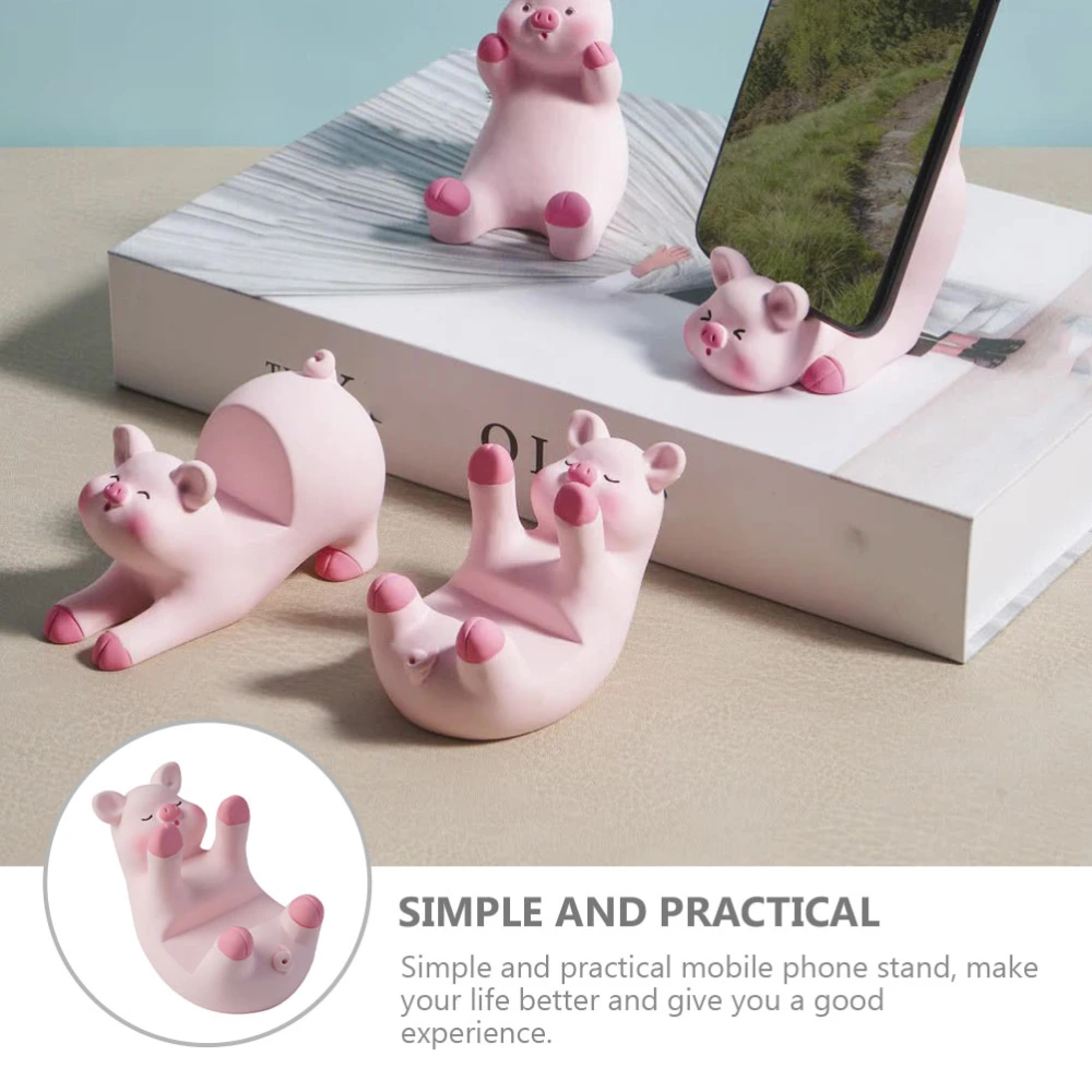 Lovely Cartoon Pig Cellphone Stand Resin Desktop Phone Holder for Home Office