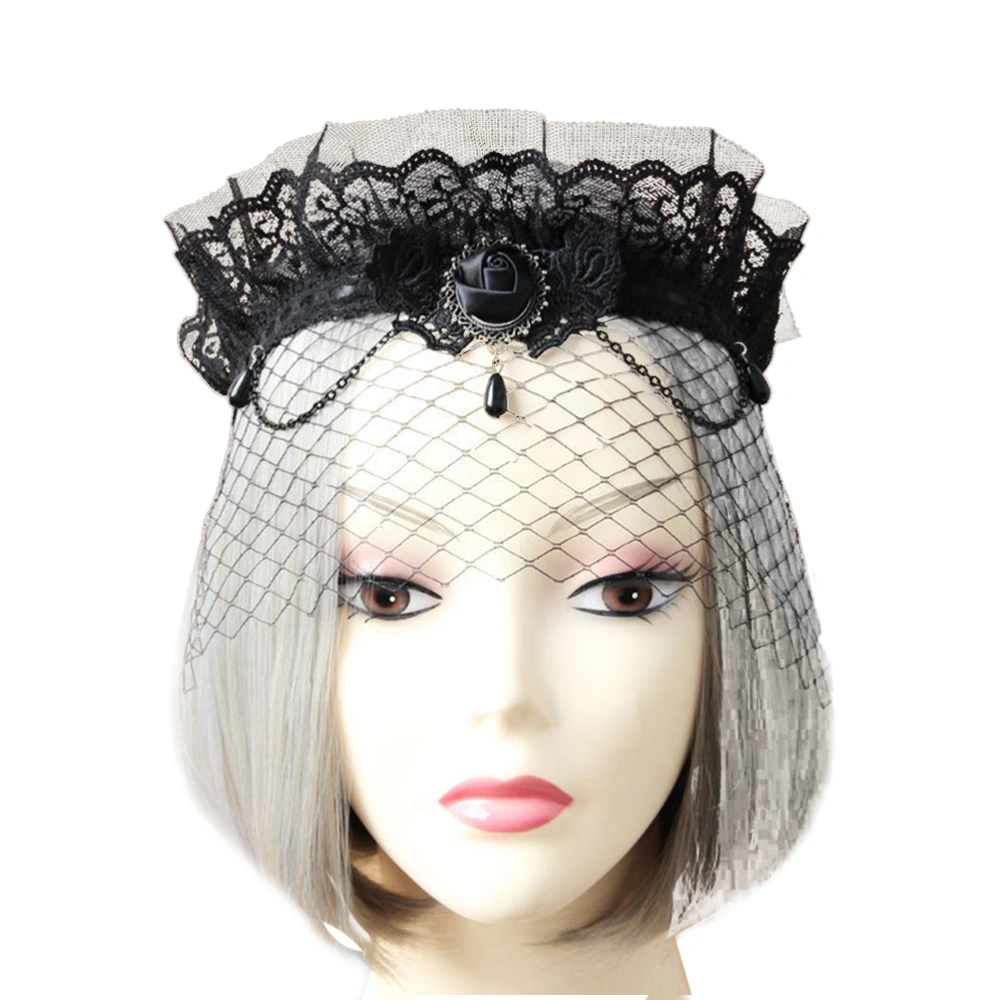 Lace Veil Crown Pattern Veil Retro Grenadine Headband Veil Hair Accessories for Bridal Woman