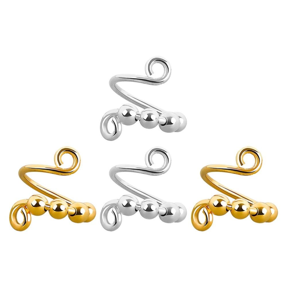 4Pcs Fidget Rings Ring With Rotatable Beads Copper Anxiety Relief Rings for Women