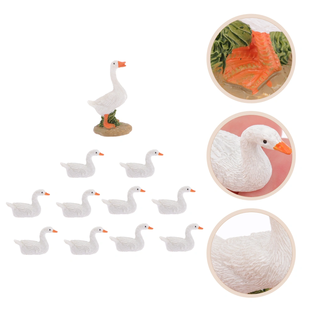 11pcs Mini Duck Ornaments Mini Duck Figurines Bonsai Decorative Duck Statues