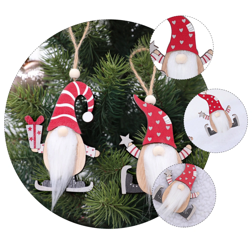 6pcs/2 Sets Hanging Pendant Christmas Wood Pendant Christmas Decoration