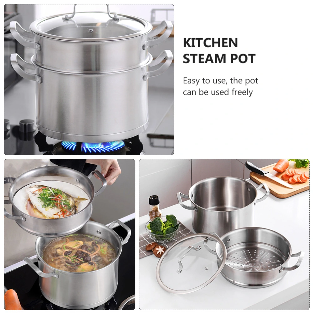 1Pc Creative Cookware Durable Home Soup Pot Kitchen Pot Steaming Pot (Silver)