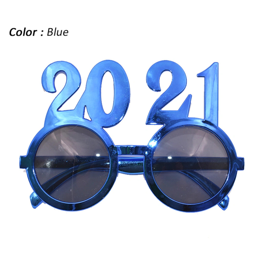 Prop Glasses Dressing Up 2021 Number New Year Photography Prop Glasses Party Decorative Glasses (Blue)