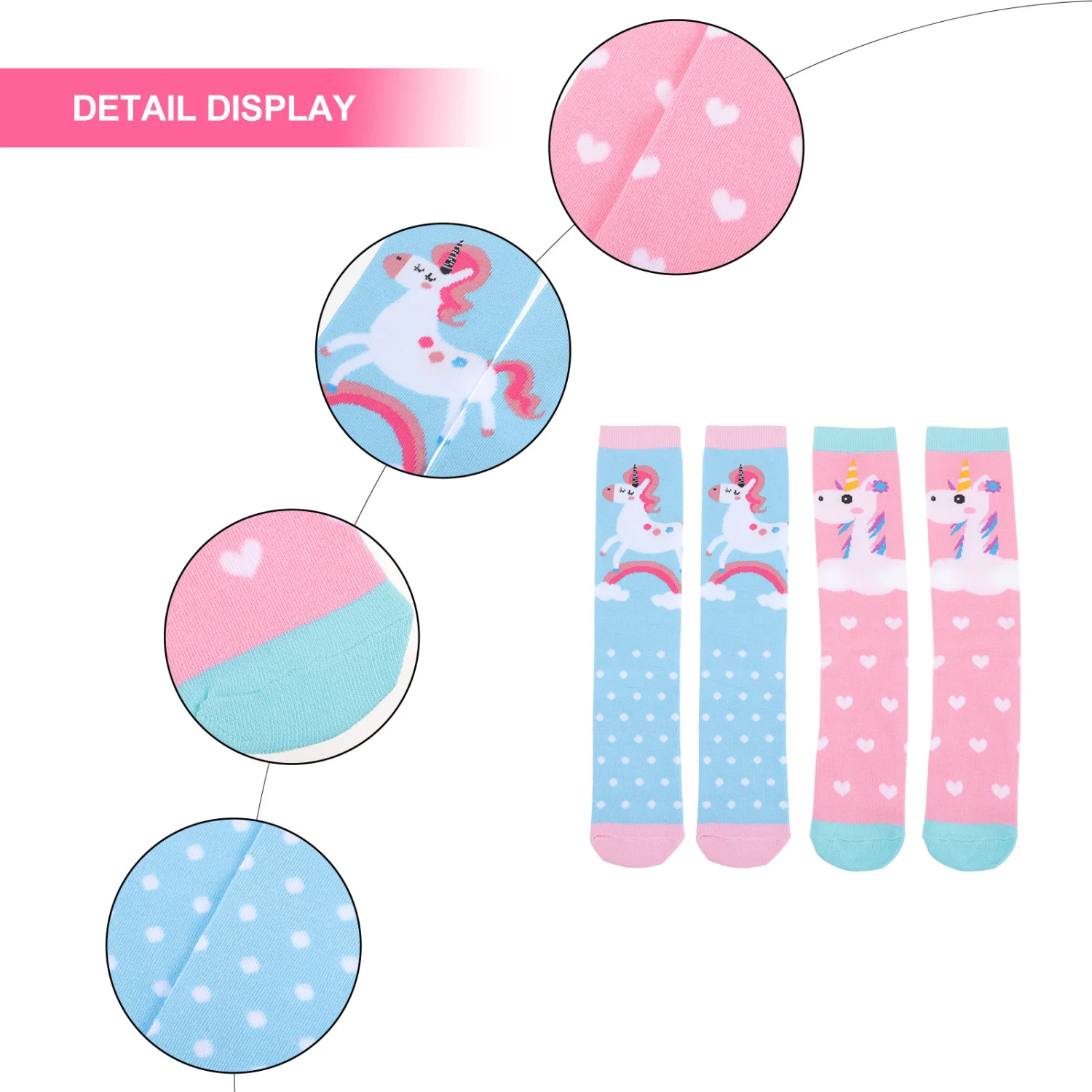 2 Pairs Unicorn Knee Socks Cute Knee Socks Decorative Knee Socks Little Girl Knee Socks