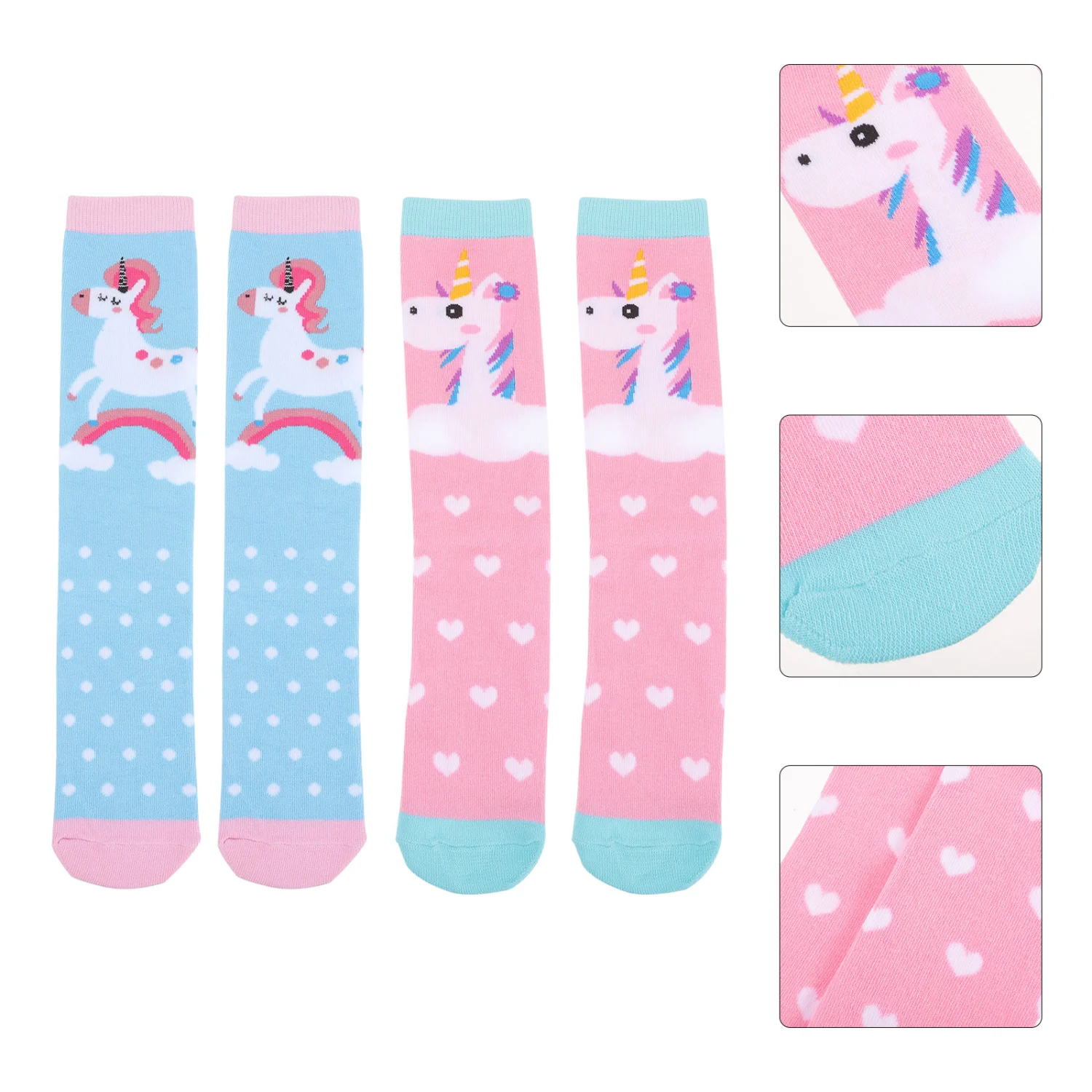 2 Pairs Unicorn Knee Socks Cute Knee Socks Decorative Knee Socks Little Girl Knee Socks