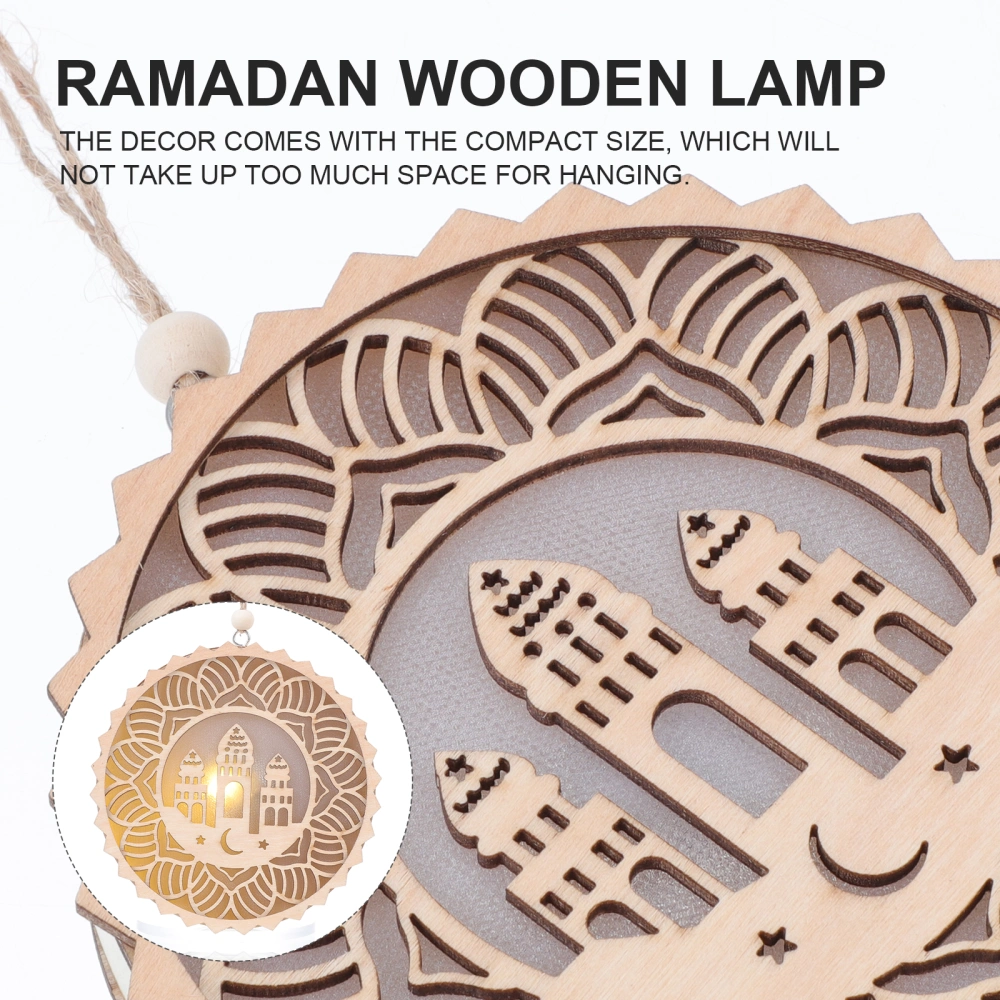 Ramadan Wood Craft Hanging Lamp Creative Festival Ornament Luminous Pendant