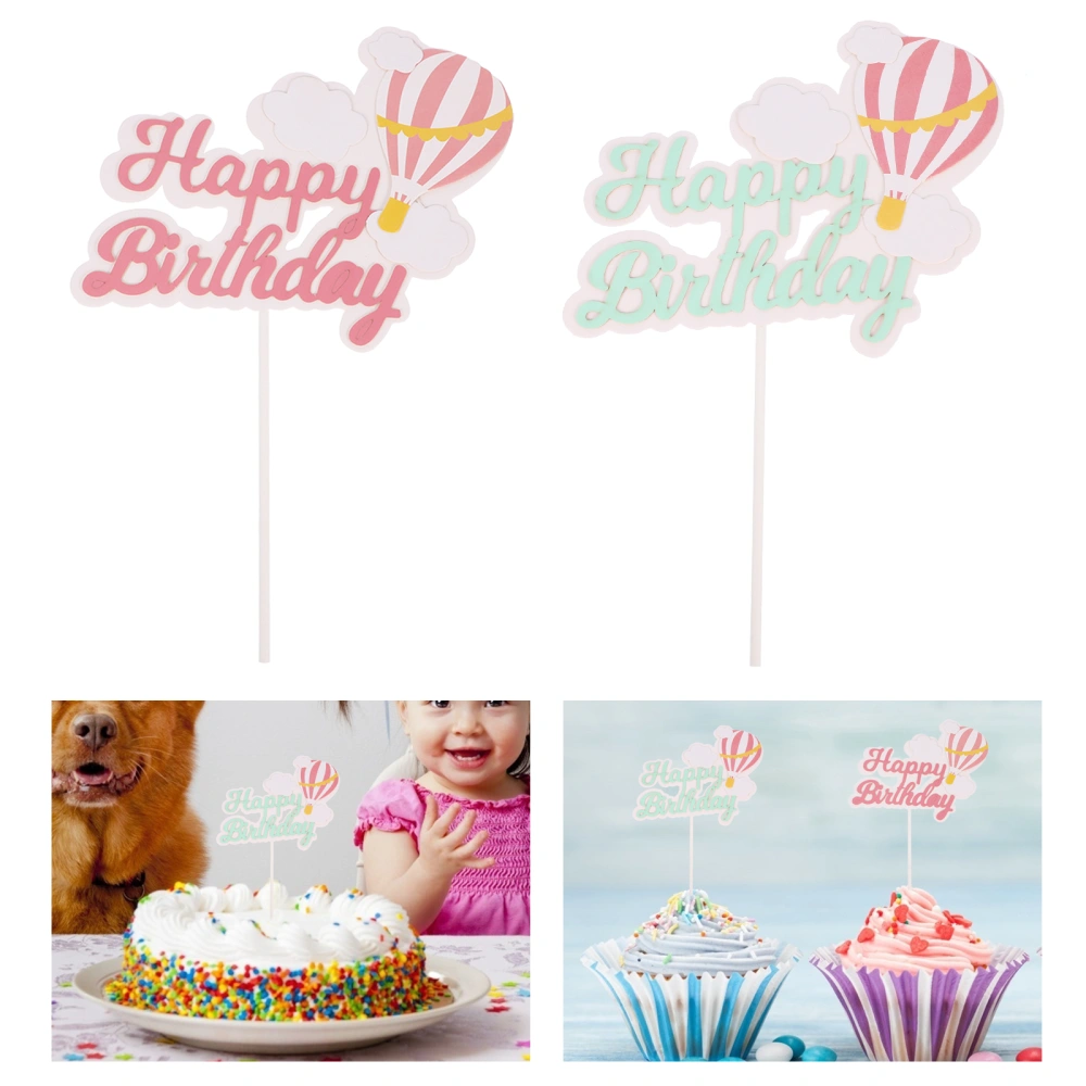 10pcs Hot Air Design Birthday Party Cake Picks Happy Birthday Word Toppers