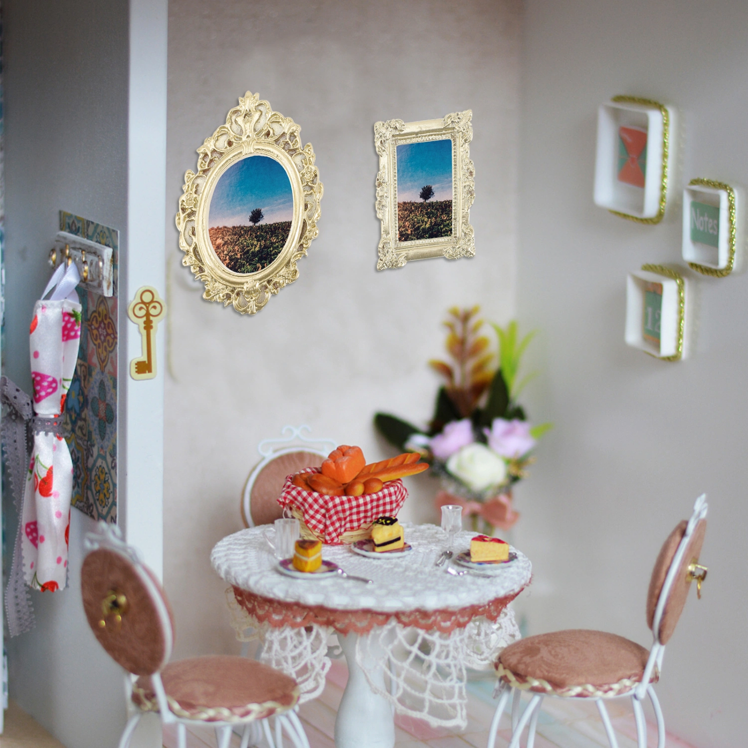 12Pcs Small Resin Photo Frame Rustic Embossed Style Wall Small Picture Frame Mini Decorative Photo Frame